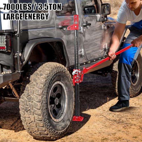 Garvee High Lift Farm Jack 48", 3.2 Ton (7000 Lb) Heavy Duty Ratcheting Off-Road Lifting Equipment with Triangular Head, Multi-Purpose Utility Bumper Lifter for Car, Truck, SUV, ATV, 4x4 & Farm Use - size: 48 Inch, style: Triangular-7000lb