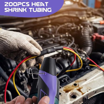 100Pcs Heat Shrink Solder Seal Wire Connectors with Heat Gun & 200Pcs Heat Shrink Tubing, 350W 2-Temp Mini Heat Gun for Automotive Marine Wiring Repair