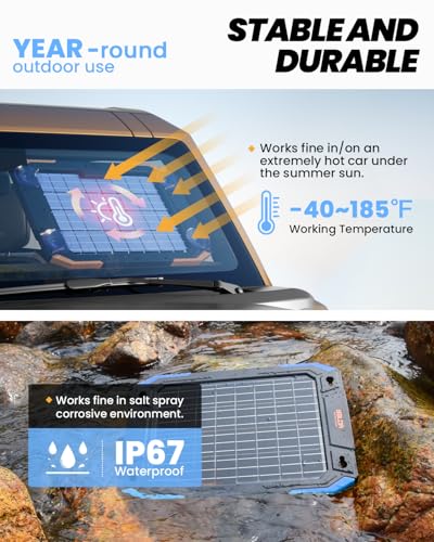 BALDR 12V Solar Battery Charger, 13W Waterproof Dual Sided Battery Maintainer, IP67 MPPT Trickle Charger for Car, Trailer, Lawn Mower, Boat - color: Blue
