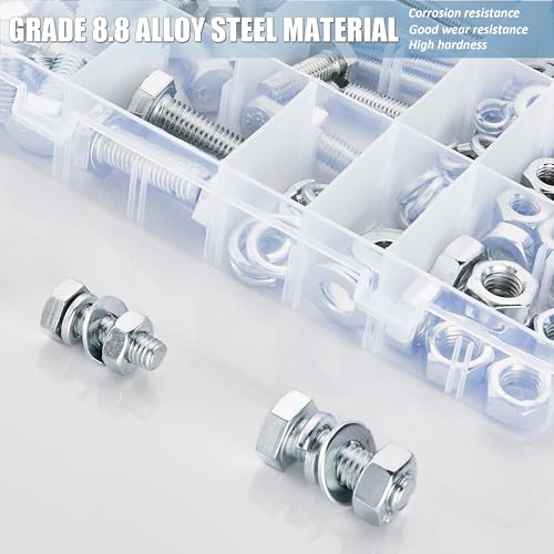 724PCS Metric Nuts and Bolts Assortment Kit, M4 M5 M6 Grade 8.8 | Heavy Duty Hex Bolts,Hardware,Nuts with Flat/Lock Washers Assorted,Bolt and Nut Kit - size: Hex Bolts-Metric M4 5 6
