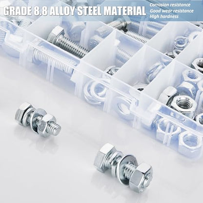 724PCS Metric Nuts and Bolts Assortment Kit, M4 M5 M6 Grade 8.8 | Heavy Duty Hex Bolts,Hardware,Nuts with Flat/Lock Washers Assorted,Bolt and Nut Kit - size: Hex Bolts-Metric M4 5 6