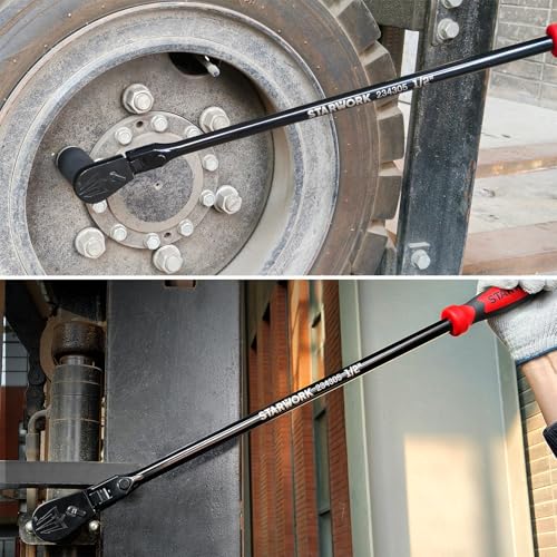 STARWORK TRUE MECHANIC™ 1/2" Drive 90 Tooth Dust-Proof Black Chrome Locking Flex Ratchet, 27-3/8" Length - size: 27-3/8" Length
