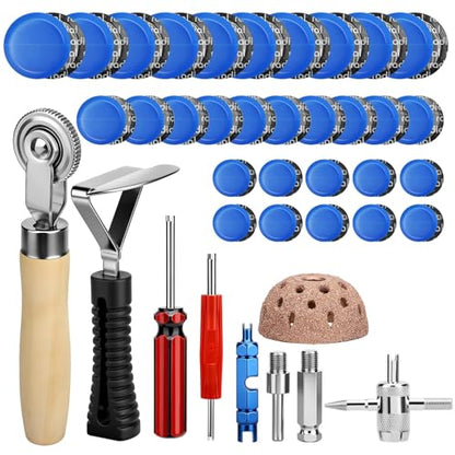 Linkstyle 67PCS Tire Repair Kit Heavy Duty, 32/42/58mm Tire Patch Kit, Flat Tire Repair Tools with Buffing Wheel, Roller and Scraper, for Car Motorcycle Bike