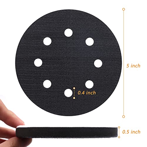 6 Pack Interface Pads, 5 Inch 8 Holes Hook and Loop Soft Foam Sanding Interface Pads, Sponge Cushion Backing Pad for Orbital Sander Automotive Woodworking Polishing - size: 5 inch 8 Hole - 6 Pack