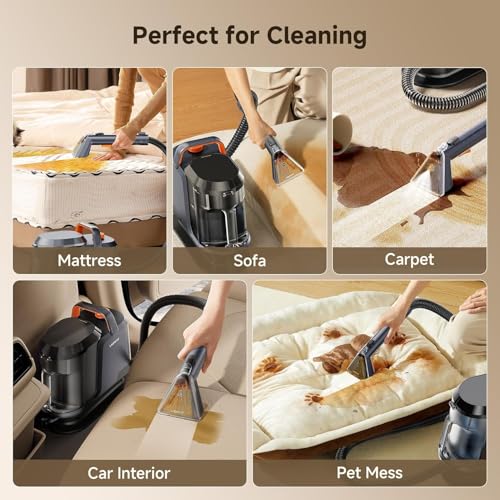Uwant Carpet Cleaner Machine 18Kpa Portable Carpet Cleaner for Cars Couch, 2in1 Water Tank Upholstery Cleaner, Spot Cleaner with Cleaning Tools, 2.4 Liter Set of 1 - color: Blue-Margaret