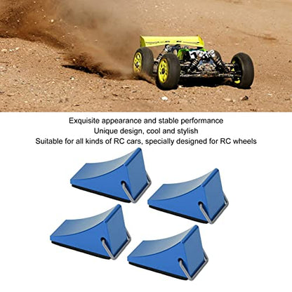 4PCS RC Model Car Wheel Chock, Aluminum Alloy RC Wheel Chock with Anti - Slip Bottom, Durable Tire Stopper for Gen8 Axial SCX10 and Universal RC Cars (Blue) - color: Blue