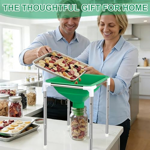 Extra Large Silicone Collapsible Funnel Compatible with Harvest Right Freeze Dryer, Wide Mouth Funnel with Stand Fits All Size Dryer Trays for Mason Jar & Mylar Bags Freeze Dryer Accessories