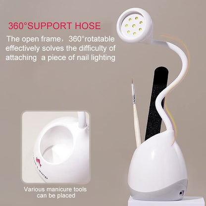 36W Rechargeable UV LED Nail Lamp, Gooseneck Light for Gel Nails Hands Free, Mini Portable Dryer With Brush Holder for Travel Home & Salon Manicure - color: Ya White