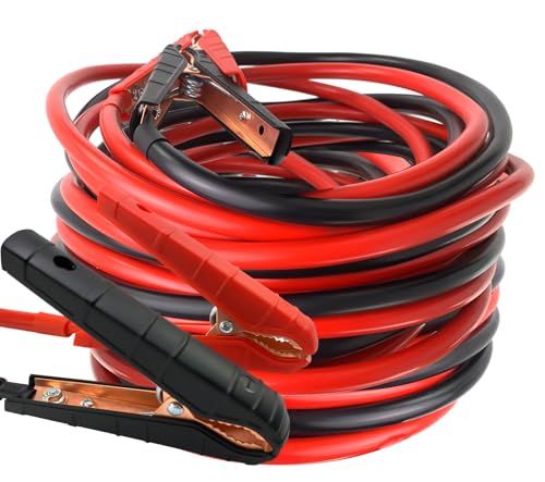 Heavy Duty Jumper Cables, 0 Gauge 25FT Automotive Booster Jumper Cable for 12V/24V Car, SUV &Truck Battery, Jumper Cable with Strong Clamps & Thiekened Inner Core, Carry Bag and Gloves Included - size: 0 Gauge - 25FT