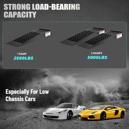 Low Profile Car Ramps for Lift Maintenance and Oil Changes, 2.6" Lift | Heavy Duty Race Ramps for Sports Car Low Chassis Vehicle, 2 Pack - color: 5 Ton