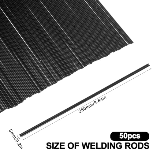 50 Pcs Plastics Welding Repair Rods Strips Kit 9.8 In Plastic Welder Black PP Plastic Welding Rods for Hot Air Welder Machine Car Bumpers Daily Repair | Plastic Welding Repair Rods Strips Kit, for Hot Air Welder Machine Car Bumpers Daily Repair