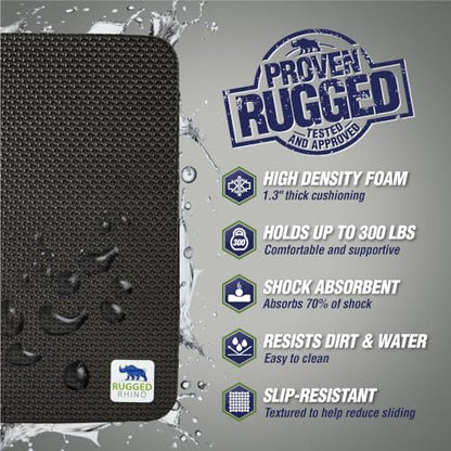 RUGGED RHINO Heavy Duty Patent Pending Kneeling Pad, Shock Absorbent Thick Knee Pads, Holds Up to 300 lbs, Protect Knees from Hard Concrete Surfaces, For Mechanics, Yard Gardening, Gym, Onyx Black - color: Onyx Black