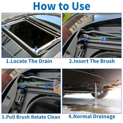 Auto Sunroof Drain Cleaning Tool, 118 Inch Long Flexible Tube Cleaning Brush, Drain Brush Pipe Cleaners for Car Sunroof Windshield Wiper Drain Hole