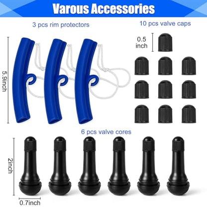 Tire Spoons, 32Pcs Tire Changing Tool with Rim Protectors, Valve Tool, Valve Cores, Valve Stems, Valve Caps, Storage Bag, 15" Tire Spoon Kit for Motorcycle Dirt Bike Lawn Mower Tractor Bicycle