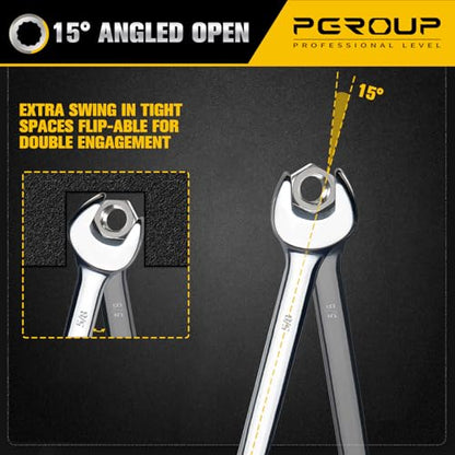 5/8" SAE Combination Wrench, CR-V Steel with Mirror Polish, 12-Point Design, 15-Degree Offset, Perfect for Auto Repair, Household, Car & Truck Emergency - size: 5/8"
