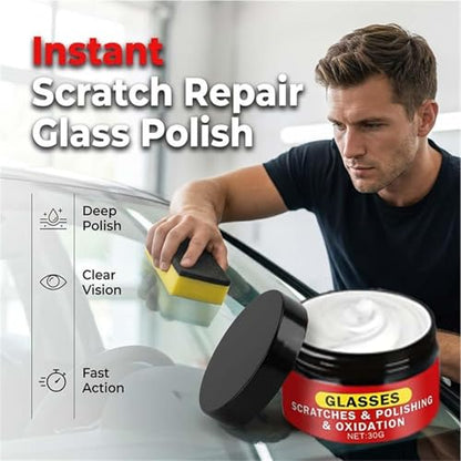 Glass Polishing Cream, 50g Instant Glass Scratch Repair Paste | Deep Cleaning & Removes Wiper Marks, Swirls, Water Spots & Windshield Cleaner & Remover for Minor Glass Scratches