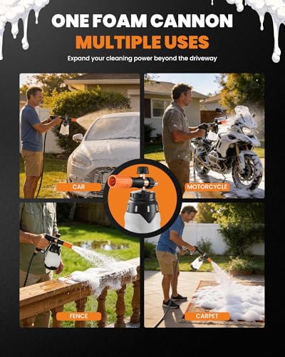 maXpeedingrods Foam Cannon for Pressure Washer, 1300ML Wide Mouth Quick Release Car Wash Foam Gun with Adjustable Soap Cannon & Thick Snow Foam, 1/4'' Quick Connector, with 2 Orifice Nozzle (White)