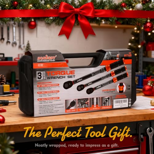 3Pack Torque Wrench Set, 1/4", 3/8", 1/2" Drive Click Torque Wrench Extra with Extension Bars & Adapters, Dual-Direction Adjustable Precision Torque Wrenches for Car, Motorcycle, Bike DIY Maintenance - size: 20-240 in.lb & 5–45 ft-lb & 10–170 ft-lb, style