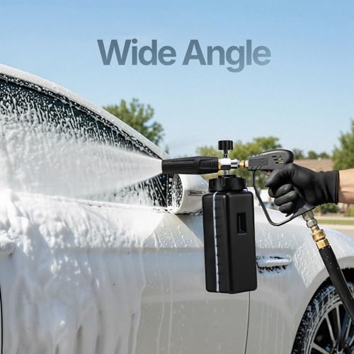 Foam Cannon for Pressure Washer, Thick Snow Foam, 1/4'' Quick Connect, 1.1mm Orifice Soap Cannon, Adjustable Foam Blaster for Car Detailing, Wide Mouth Bottle