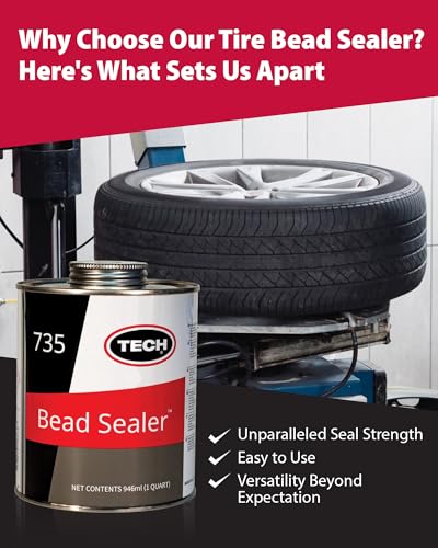 TECH Tire Bead Sealer, 1 Quart – Stops Leaks Between Rim and Edge, Fills Gaps for Old or New Wheels, Compatible with Tubeless Sealants, Solution for Reliable Leak Prevention and Repairs