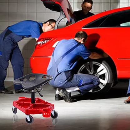 Rolling Garage Stool, 300LBS Capacity Work Seat 20-25inch Height Adjustable Mechanics Stool with Wheels Large Tool Tray with Two Bottle Holder Garage Pneumatic Stool for Workshop Garage