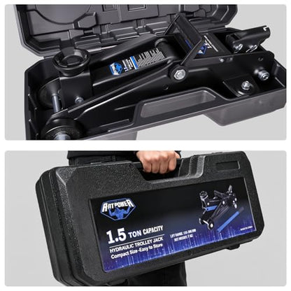 Low Profile Floor Jack 1.5 Ton (3000 lbs), Heavy Duty Hydraulic Car Jack with Storage Case, Single Piston Quick Lift Pump, 135-305mm (5.3"-12") Lifting Range（1.5T with case） - color: 1.5T