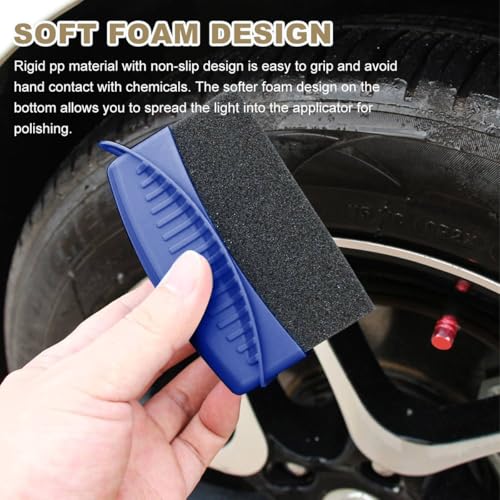 Ohleats 2 PCS Tire Dressing Applicator, Wheel Shine Pad With Lid, Reusable Detailing Foam Waxing Wipe Polishing Sponge, Universal Car Accessories (Blue) - color: Blue-2pcs