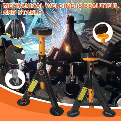 BESTOOL Jack Stands 4 Ton, Adjustable Car Jack Stand, 2 Pack | Heavy-Duty Carbon Steel; Dual Locking Pins; 7-Position 13.5–21.6 in Height; For Cars, SUVs & Light Trucks - color: Standard Jack Stand