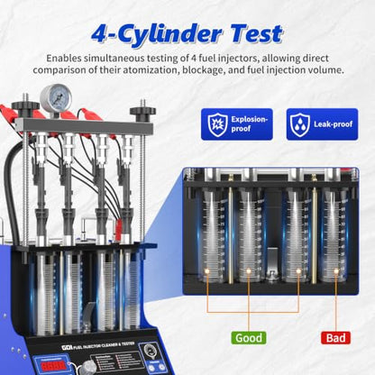 BELEY V209 GDI Injector Cleaner Tester Machine Heated Ultrasonic Fuel Injection Systems Cleanning 4-Cylinder 110V for PIEZO/EFI/FSI Gasoline Diesel,Motorcycle - size: ‎‎GDI/PIEZO V209