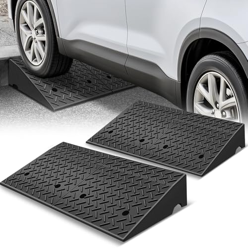 Auto Dynasty Rubber Curb Ramps, 6.3" Lift Height Curbside Driveway Ramp, 4410 LBS/2T Capacity Sidewalk Curb Ramp for Cars Trucks Bikes Motorcycles Wheelchairs, 2 Pack - size: 6.3" Rise