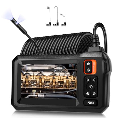 Dual Lens Endoscope – 1080P Borescope with 32.8FT Cable & 4.3" Screen | 7.9mm IP67 Waterproof Probe, 8 LED Lights, Semi-Rigid Cable, Ideal for Sewer & Auto Inspection, Tools & Accessories - size: 32.8FT, style: Dual Lens