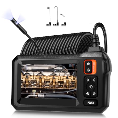 Dual Lens Endoscope – 1080P Borescope with 32.8FT Cable & 4.3" Screen | 7.9mm IP67 Waterproof Probe, 8 LED Lights, Semi-Rigid Cable, Ideal for Sewer & Auto Inspection, Tools & Accessories - size: 32.8FT, style: Dual Lens