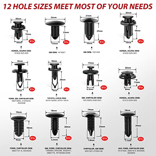 Nilight Trim Removal Tool 102 Pcs, Auto Push Pin Bumper Retainer Clip Set Fastener Terminal Remover Tool Round Handle Crowbar Kit Car Panel Radio Removal Auto Clip Pliers - color: 102 Clips+ Remover Tools Red