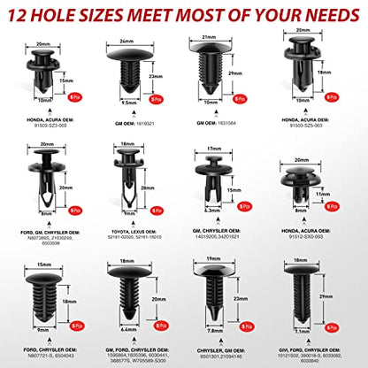 Nilight Trim Removal Tool 102 Pcs, Auto Push Pin Bumper Retainer Clip Set Fastener Terminal Remover Tool Round Handle Crowbar Kit Car Panel Radio Removal Auto Clip Pliers - color: 102 Clips+ Remover Tools Red