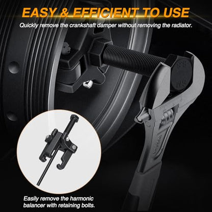 GOOACC Harmonic Balancer Puller Kit, Adjustable 3-Jaw Puller Set for Removing Harmonic Dampers & Balancers Puller/Installer Set Pulley Tool Compatible with Chevy GM Chrysler Cadillac Ford More, Black