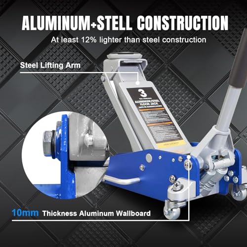 Big RED AT830011LUR Torin Low Profile, Aluminum and Steel Floor Jack with Dual Piston Quick Lift Pump,3 Ton (6,000 lb), Blue/Silver - size: 3 Ton BLUE, style: Aluminum and Steel