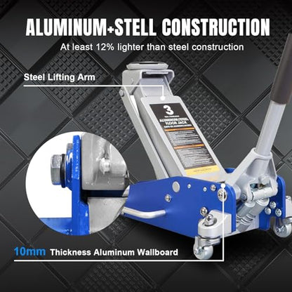 Big RED AT830011LUR Torin Low Profile, Aluminum and Steel Floor Jack with Dual Piston Quick Lift Pump,3 Ton (6,000 lb), Blue/Silver - size: 3 Ton BLUE, style: Aluminum and Steel