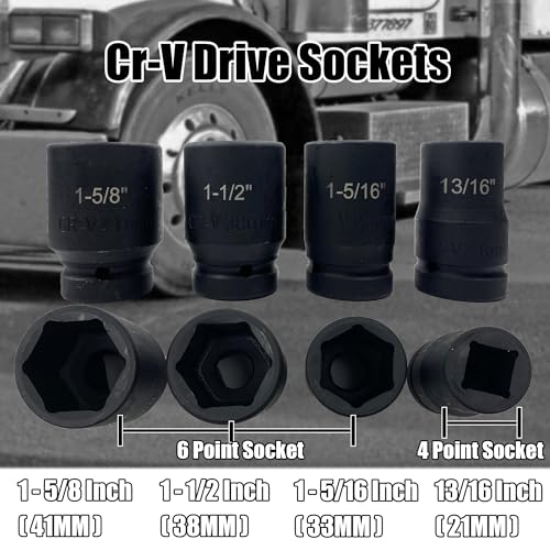 KJE Heavy Duty Torque Multiplier Wrench Set, w/ 1-5/16~1-5/8Inch Cr-v Socket (4800 N/M, 3,540 ft/lb), 1:64 Saving Lug Nut Remover Torque Wrench for Semi Truck & RVs