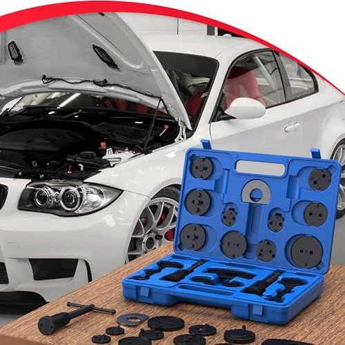 Heavy Duty Disc Brake Piston Caliper Compressor Wind Back Tool Universal Sets for Brake Pad Replacement with Hanger Hooks-28 Pieces - color: Blue Black