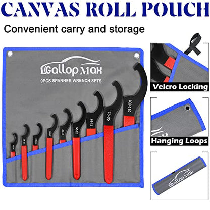 9Pcs Coilover Adjustment Spanner Wrench Tool Set for Motorcycle Shock, Blue | Carbon Steel; Easy to Carry; Wide Compatibility; Efficient Work； Easy to Use - color: Blue