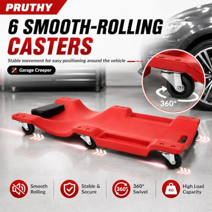 Mechanic Creeper 40" Heavy Duty with Padded Headrest Creepers, Durable Casters, Garage Rolling Creeper Repair Under Car - color: Creeper
