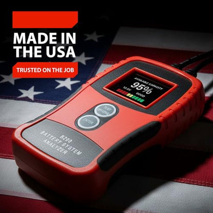 Battery, Charging, & Starting System Diagnostic Tester for 12V & 24V Systems – Digital Analyzer for Automotive Starter, Alternator, Regulator & Diode Ripple – B200 by Tech Professional Service Tools - style: B200