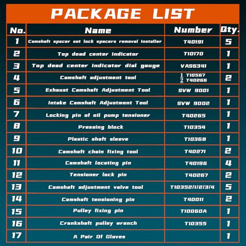 Camshaft Crankshaft Engine Timing Tool Kit, 31PCS Set | Compatible with Audi VW VAG 2006-2018 EA888 1.8T 2.0T, with Carry Case & Gloves - size: 31PCS