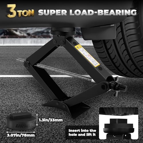 3-Ton Scissor Jack Kit for BMW & MINI with Rubber Jack Pads, Car Spare Tire Repair Tool Kit for BMW with Scissor Jack, Tire Changing Tools for BMW with Telescoping Lug Wrench (17/19/21/23mm)