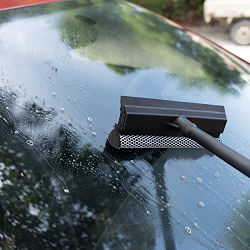 Matthew Cleaning All Purpose Window Squeegee Window Cleaner Tool,Car Squeegee Windshield Cleaning Sponge and Rubber Squeegee,2-in-1 Window Cleaner Sponge(10'') and Soft Rubber with Pole 20’’ (6Pack) - size: 10'' Blade
