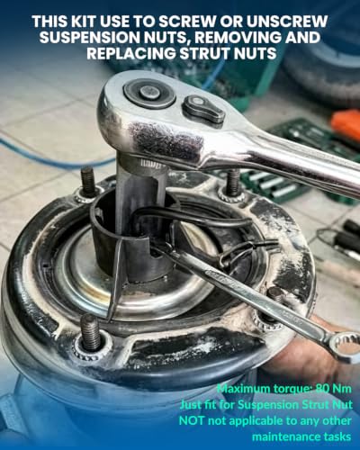 Strut Nut Socket 16mm 18mm 19mm 21mm 22mm 24mm with 12 Point 1/2" Drive Suspension Strut Spreader Socket Tool Suspension Strut Split Hub Steering Knuckle Spreader Tool 9pc Shock Absorber Tool - size: 10PC