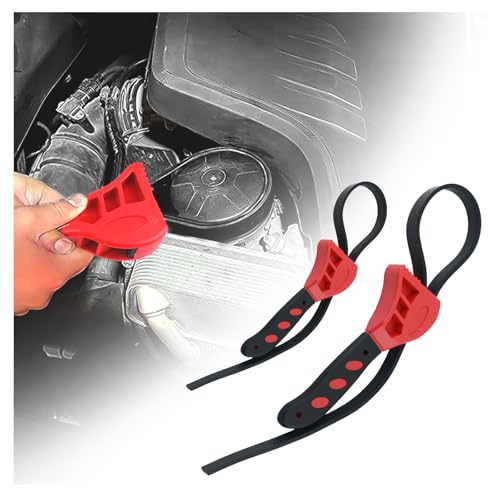 2PCS Rubber Strap Wrench Set,Adjustable Strap Wrench Plumbing with Large 24 in and Small 19.7 in,Non-Slip Oil Filter Straps Wrenches for Oil Filters,Faucet,Pipes,Sink