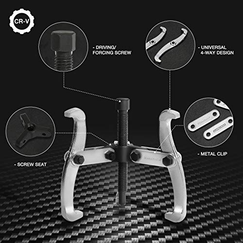 DURATECH 3-Inch 3-Jaw Gear Puller, CR-V Steel, Fully Assembled | Black Phosphated, Anit-Slip, Corrosion Resistance, for Narrow Spaces, Bearing Puller, for Gears, Pulleys, Bearings, Flywheels - size: 3-Inch