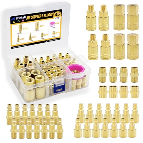45PCS Air Coupler Plug Kit 1/4”NPT Air Tool Fittings Quick Connect Air Hose Fittings Compressor Accessories Connectors
