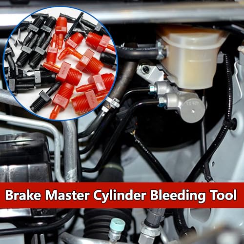 29 Pcs Master Cylinder Bleeder Replacement for 14151-Brake Bleeder Kit with 22" Hose PTFE Tape Universal Connection Fittings Clips-Brake Master Cylinder Bleeder Kit Fit for SAE and Metric